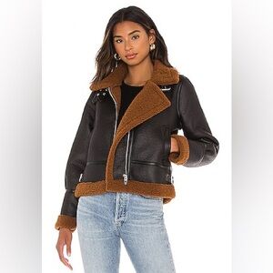 BLANC NYC Brown and Black Vegan Leather Jacket
